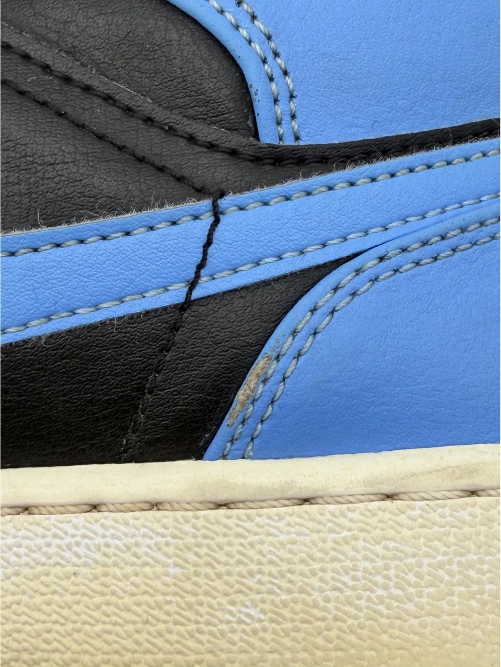 Nike Air Jordan 1 Mid GS Black Blue Basketball Shoes Size 6Y